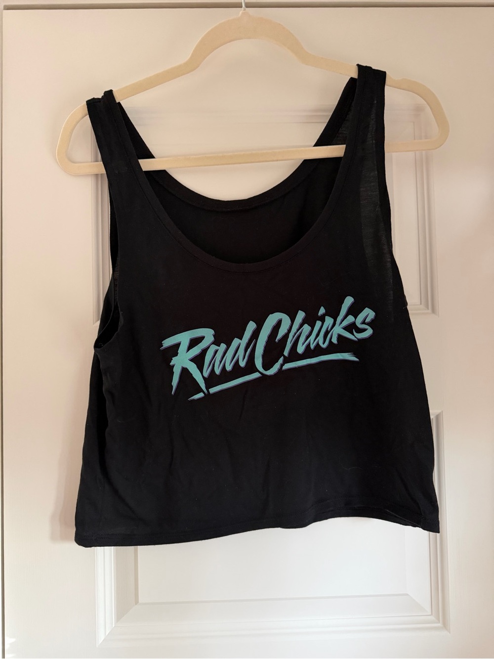 Old Row Rad Chicks Black Tank Top with Teal Script